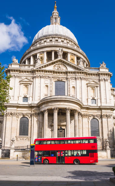 istock London St Paul's Cathedral overlooking iconic red double decker bus 2057754897