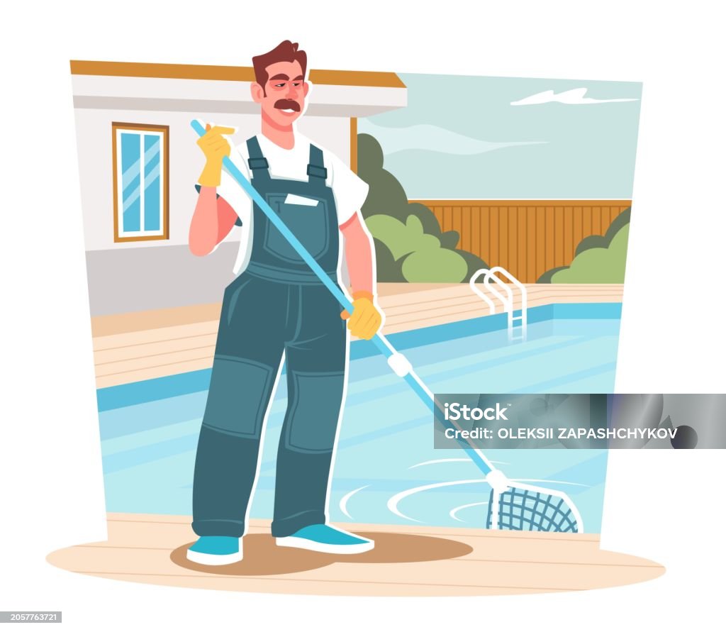 Pool Cleaner Vector Pool Cleaner Stock Illustration - Download Image Now - Swimming Pool ...