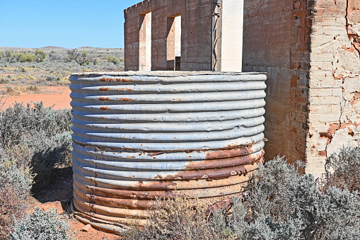Rusty old water tank in Broken Hill NSW