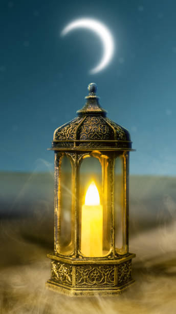 istock Ornamental Arabic lantern with burning candle glowing 2057775770