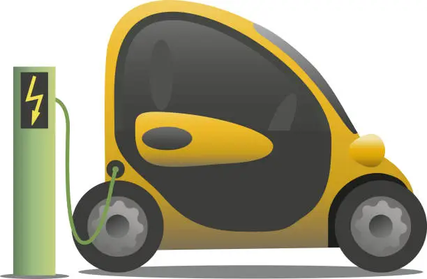 Vector illustration of Charging electric vehicle.