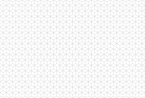 Cube seamless pattern. Geometric cubic pattern in isometric projection. Linear seamless ornament with 3d cubes on white background. Vector