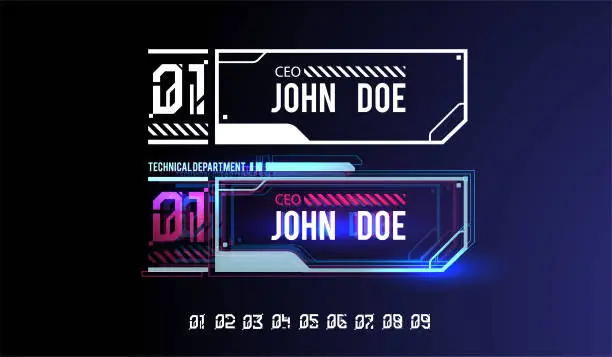Vector illustration of Futuristic banner with HUD elements. Digital callouts titles. Set of HUD futuristic sci fi frame template. Callout, headers for web, print, app.