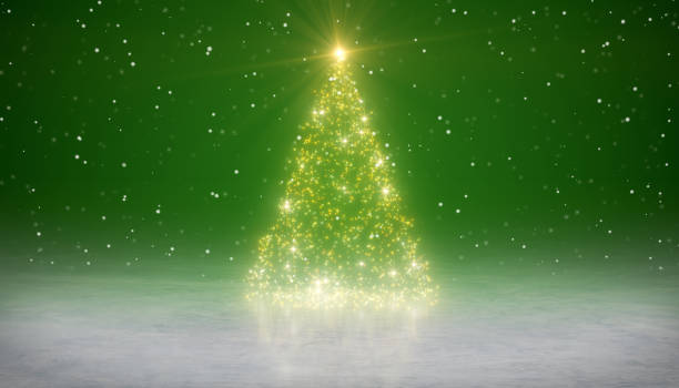 istock Illustation of a Christmas tree on a green background. 2057854781