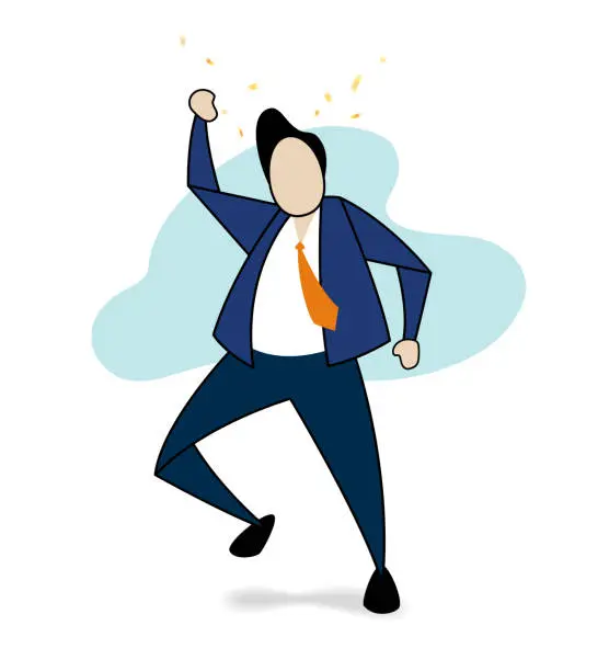 Vector illustration of Businessmen jumping and dancing