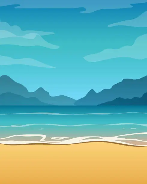 Vector illustration of Seascape. Tropical landscape. Vector illustration.