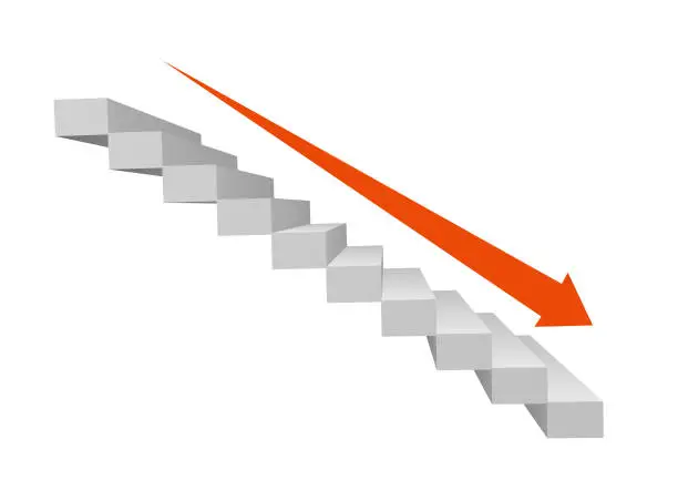 Vector illustration of Moving down steps