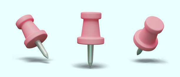 istock Pink metal push pin with plastic top. Realistic device for attaching pieces of paper to board 2057919726