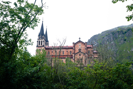 Side view of the Basilica of Covadonga. Asturias - Spain