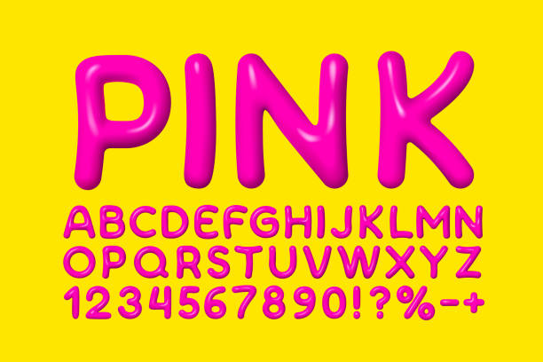 istock Pink color font. English alphabet and numbers sign. Vector illustration 2057925907