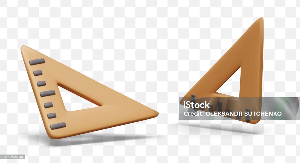 Triangular Ruler Set Square Realistic Scale Model Isolated Vector Image ...