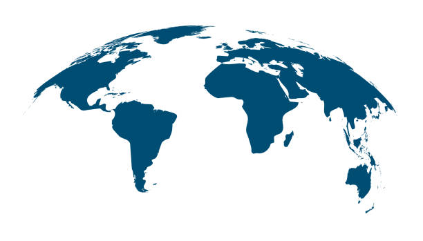 Blue curved World map contours on white background. Made for world news and articles. Blue curved World map contours on white background. Made for world news and articles. Vector illustration. world map stock illustrations