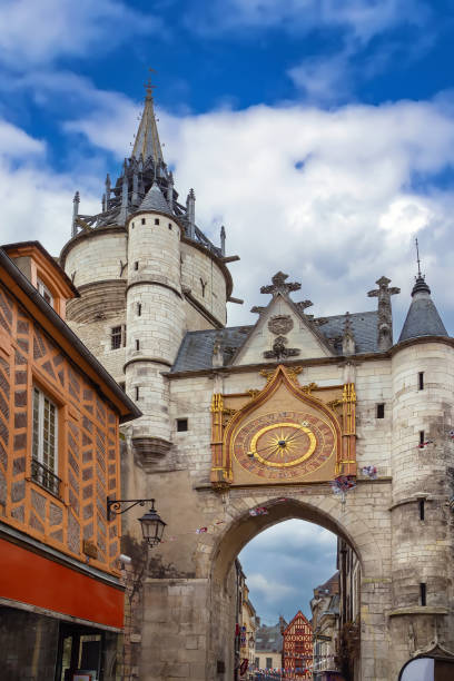 Clock tower in Auxerre city center, France