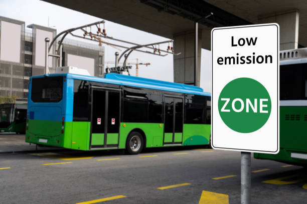 istock Electric bus at a stop is charged by pantograph. Clean mobility. 2057993607
