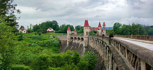 View of the Les Kralovstvi dam in Bila Tremesna, Czech Republic. High quality photo