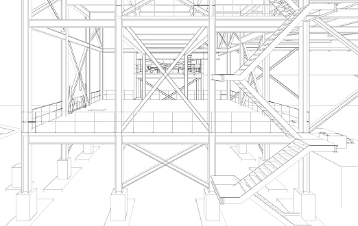 3D illustration of industrial project