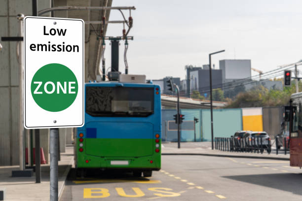 istock Electric bus at a stop is charged by pantograph. Clean mobility. 2058030972