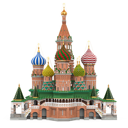 Saint Basil's Cathedral isolated on white background. 3D render