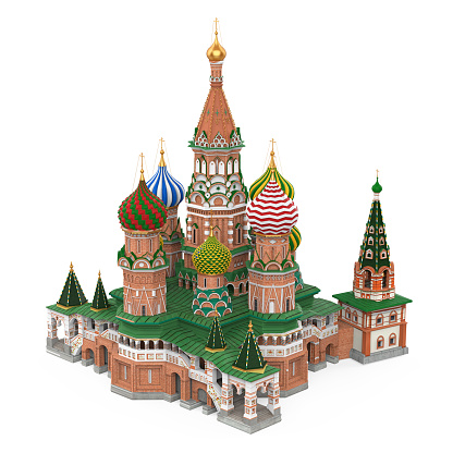 Saint Basil's Cathedral isolated on white background. 3D render