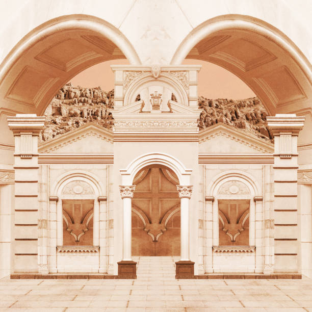 istock Surreal collage with elements classic architecture. Art poster, concept, zine cover. Antique cityscape 2058063900