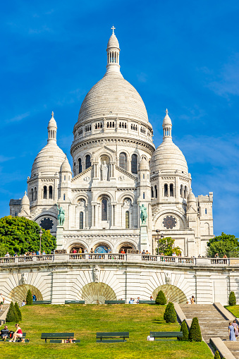 Paris, France - September 10, 2023 : Basilica of the Sacred Heart in Montmartre in Paris, France