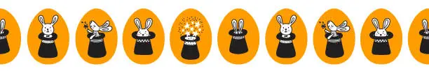 Vector illustration of Rabbits in the hat of a magician.