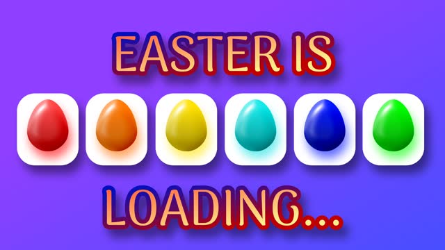 Easter is loading animated sign in colorful easter eggs