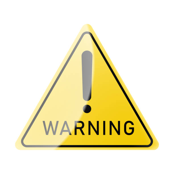 istock Hazard warning attention sign with exclamation mark symbol, isolated on white background. Public warning symbol. Realistic 3d vector illustration 2058121420