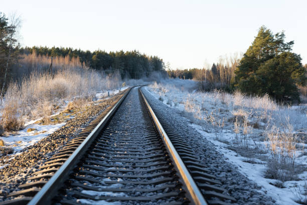 A beautiful winter landscape with little snow. A seasonal scenery of Northern Europe.