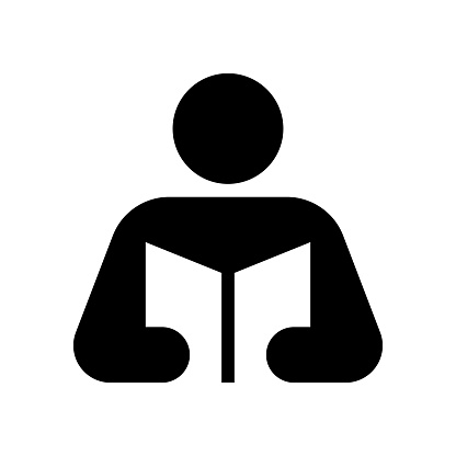 Read book man flat icon pictogram isolated on white