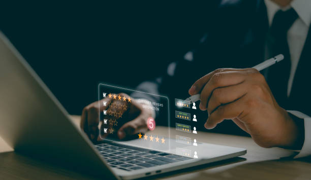 istock User give rating to service experience on online application, Evaluate quality of service leading to reputation ranking of business. Customer review satisfaction feedback survey concepts. 2058167158
