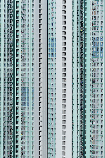 Exterior of high rise residential building of public Estate in Hong Kong city