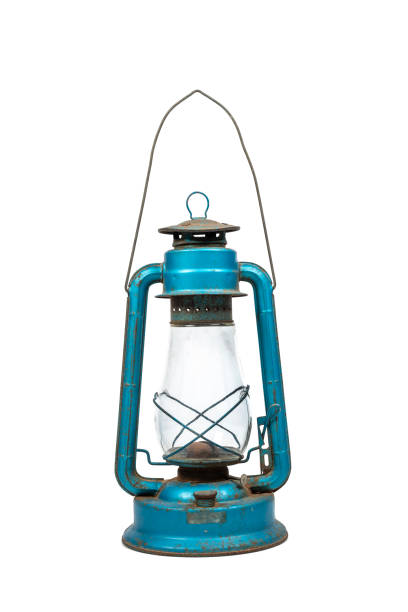 istock Blue vintage gas lantern with clipping path isolated on a white background. 2058192503