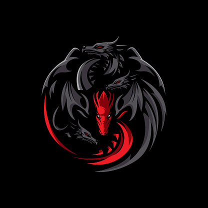 Dragon logo design illustration vector. Mythological beast sign