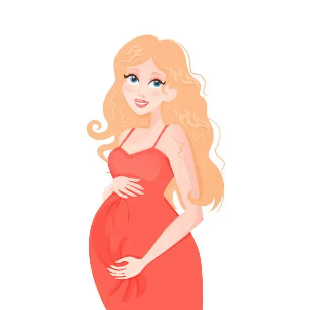 Vector illustration of Pregnancy girl blond