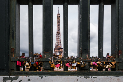 Dans les rues pavées de Paris, au pied de la majestueuse Tour Eiffel, se trouve un pont élégant, bordé de grilles ornées de milliers de cadenas à cœur. Chaque cadenas raconte une histoire d'amour unique, scellée par deux âmes liées par un lien indéfectible.