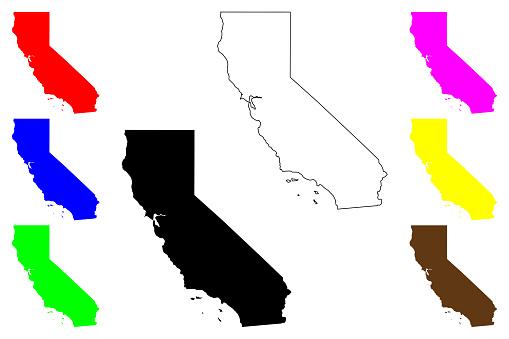 State of California (United States of America, USA or U.S.A.) silhouette and outline map