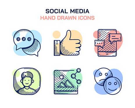 Social Media hand drawn sketch icon series