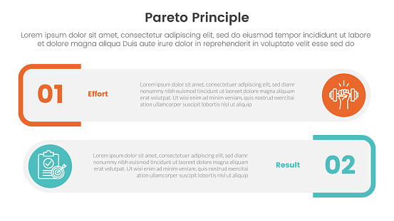 pareto principle comparison or versus concept for infographic template banner with round rectangle box stack with two point list information vector