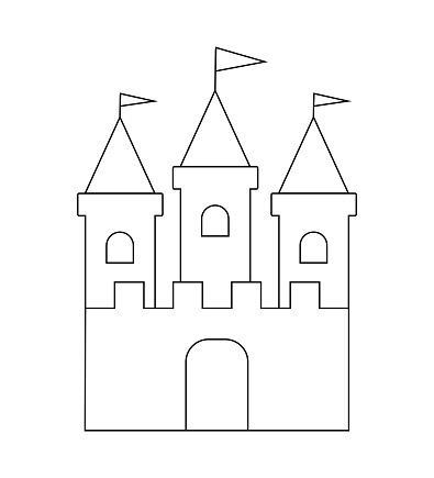 Fairytale Castle Outline Vector Illustration Isolated Coloring Page For Fairytale Castle Outline Vector Illustration Isolated Coloring Page For