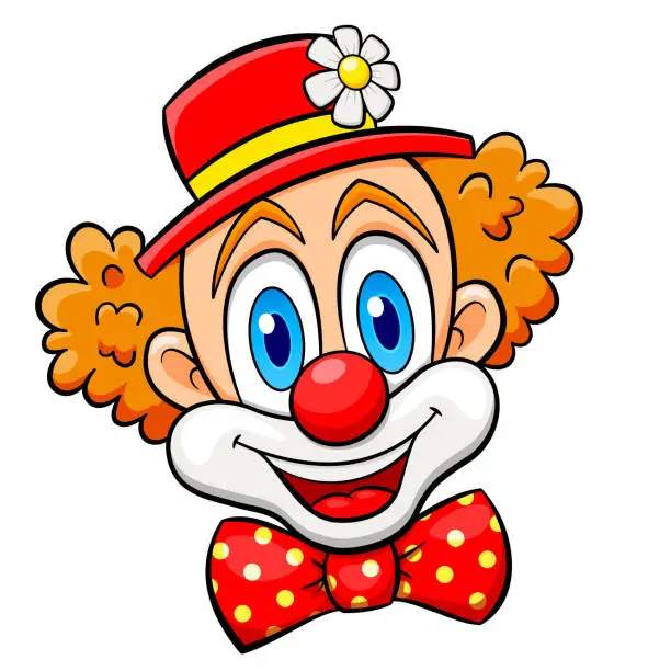 Vector illustration of clown face cartoon isolated drawing