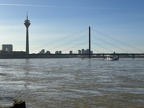 View of the river in the city of Düsseldorf