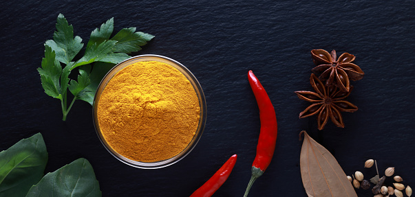 Turmeric Powder and Chili Peppers