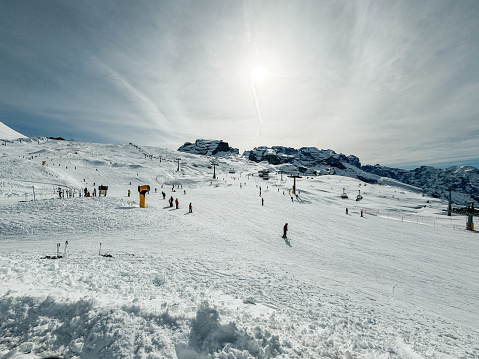 Snowmaking machine in Davos, Switzerland.