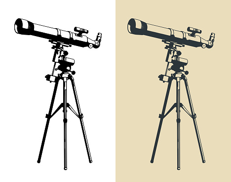 Stylized vector illustration of refracting telescope