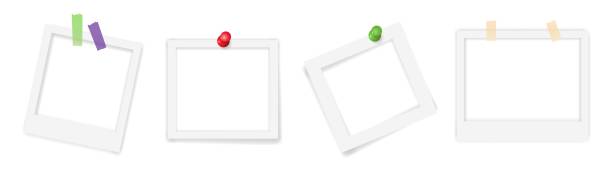 istock Set of realistic white photo frames, vector illustration on transparent background 2058329154