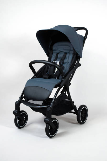 istock Blue baby carriage on white background 2058350280