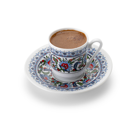 Turkish coffee on white background. With clipping path