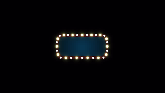 Frame and gold light circle style on a transparent background. Led light board sign retro. Bright golden light bulbs frame for banner or signboard template. Perfect for casino style games and beyond.