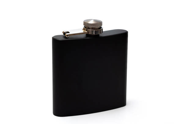 istock Stainless steel flask for alcoholic drinks isolated on white 2058399571